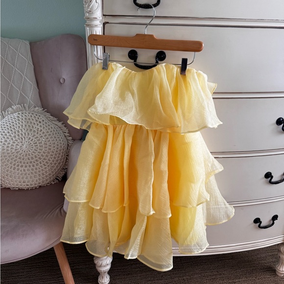Yellow Ruffle Mini Dress - Picture 3 of 5